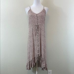 Rails Pink Floral High Low Ruffled Sundress with Spaghetti Straps Medium